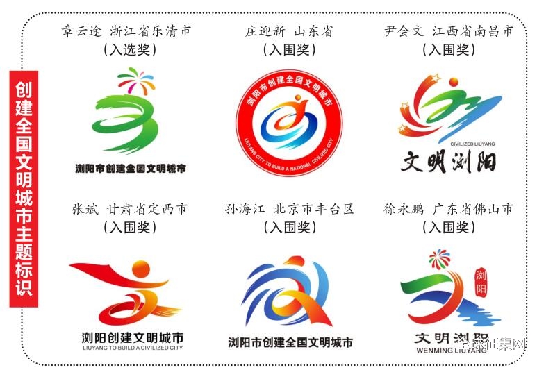 浏阳市创建全国文明城市口号标语,主题标识(logo)评选