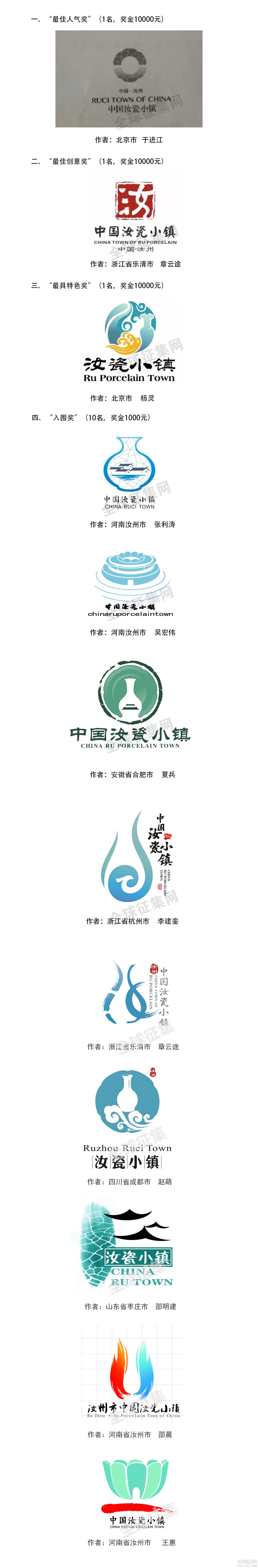 中国汝瓷小镇logo征集揭晓